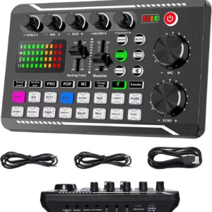 Professional Audio Mixer, SINWE Live Sound Card and Audio Interface with DJ Mixer Effects and Voice Changer,Podcast Production Studio Equipment, Prefect for Streaming/Podcasting/Gaming