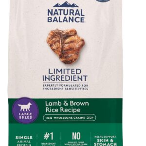 Natural Balance Limited Ingredient Large Breed Adult Dry Dog Food with Healthy Grains, Lamb & Brown Rice Recipe, 26 Pound (Pack of 1)
