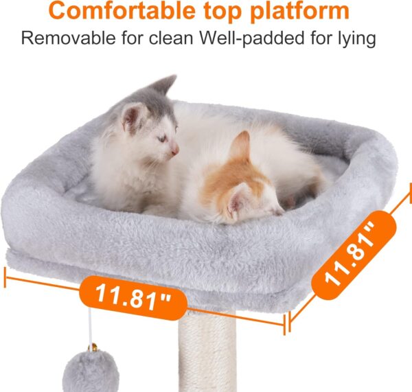 Heybly Cat Tree with Toy, Cat Tower condo for Indoor Cats, Cat House with Padded Plush Perch, Cozy Hammock and Sisal Scratching Posts, Light Gray HCT004SW - Image 5