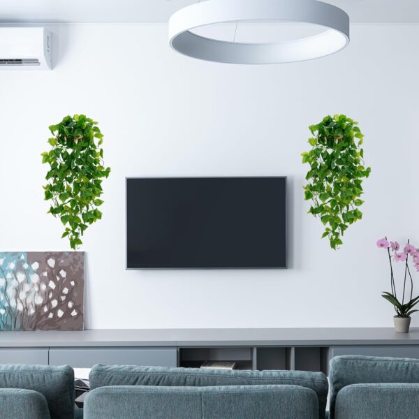 BLEUM CADE Fake Hanging Plants, 2pcs Artificial Hanging Plant, Faux Pothos Vines Hanging Plant Greenery for Wall Home Living Room Indoor Outdoor Decor (No Baskets) - Image 5