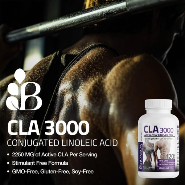 Bronson CLA 3000 Extra High Potency Supports Healthy Weight Management Lean Muscle Mass Non-Stimulating Conjugated Linoleic Acid, 90 Softgels - Image 3