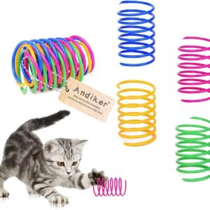 Andiker Cat Spiral Spring, 12 Pc Cat Creative Toy to Kill Time and Keep Fit Interactive Cat Toy Sturdy Heavy Plastic Spring Colorful Springs Cat Toy for Swatting, Biting, Hunting Kitten Toys
