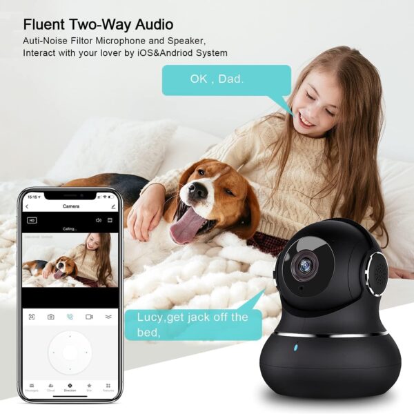 litokam 2K Indoor Security Camera, 360° Cameras for Home Security Indoor with Motion Detection, Pet Cam with Phone App, Baby Monitor-Night Vision - Image 5