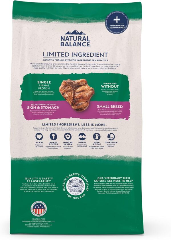 Natural Balance Limited Ingredient Small-Breed Adult Dry Dog Food with Healthy Grains, Lamb & Brown Rice Recipe, 4 Pound (Pack of 1) - Image 3