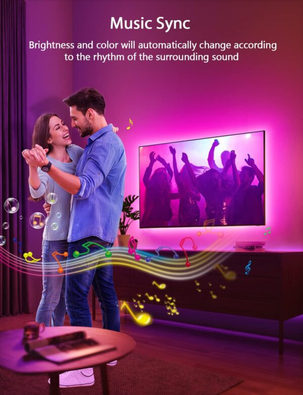 MATICOD LED Lights for TV Led Backlight, 9.84 RGB Led Strip Lights USB TV Lights Behind 32-43 TV, APP Remote Control Music Sync TV LED Lights - Image 5