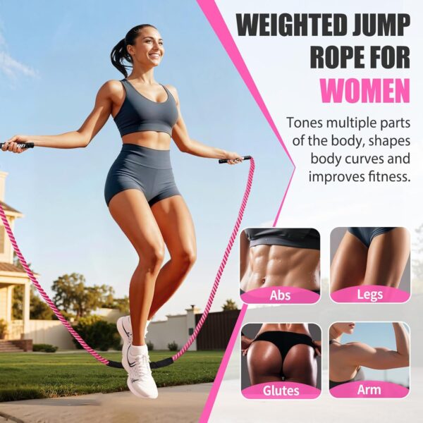 Jump Rope, Weighted Jump Rope for Women, Heavy Jump Ropes for Fitness, Adult Skipping Rope for Home Workout, Weight Loss, Shaping Body, Boxing, Strength Training, Total Body Exercise Equipment - Image 2