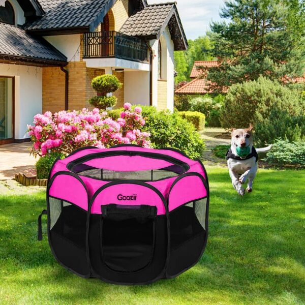 Pet Cat Playpen for Indoor Cats Enclosed, Portable Foldable Dog Playpen Outdoor Tent Crate Cage with Zipper Top Cover Door for Kitten Puppy Outside Rv Car Camper (Small Size, Pink) - Image 7