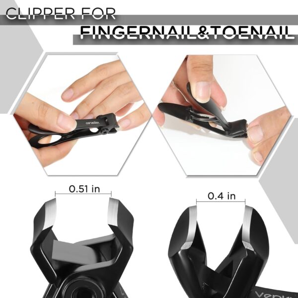Nail Clippers for Seniors, Wide Jaw Fingernail Clippers and Angled Head Toenail Clippers for Thick Nail, Professional German Nail Clippers for Men, Women&Pregnant，Black - Image 5