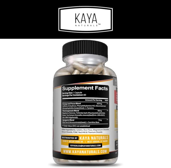 Kaya Naturals Supreme Fat Burner - Weight Loss Pills Women & Men - Appetite Suppressant Supplement - Powerful Thermogenic Diet Pills - Natural Energy Boost Oxy Burn 60 Count - Image 2