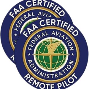 2-Pack FAA Certified Remote Pilot Drone Sticker Decal - 4 Inches - Drone Stickers for Car Truck Van Window Bumper Laptop Tablet Cup Tumbler and Any Smooth Surface