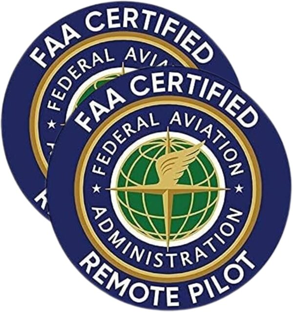 2-Pack FAA Certified Remote Pilot Drone Sticker Decal - 4 Inches - Drone Stickers for Car Truck Van Window Bumper Laptop Tablet Cup Tumbler and Any Smooth Surface
