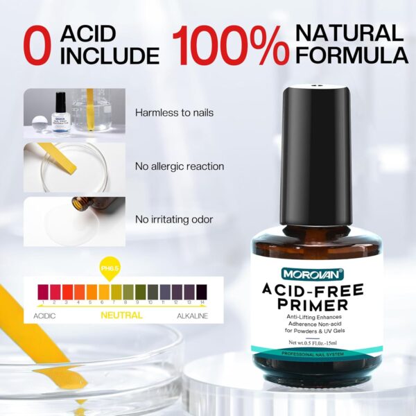 Morovan Professional Natural Nail Prep Dehydrate and Acid-Free Primer, Dehydrator for Acrylic and Gel Nail Polish, Non Acid Primer for UV Gels Fast Dry Superior Bonding Agent Gift Box Set - Image 4