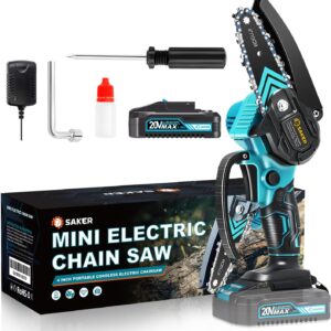 Saker Mini Chainsaw,Portable Electric Chainsaws Cordless,Handheld Chain Saw Pruning Shears Chain Saws for Tree Branches,Courtyard,Household and Garden,Gift for Men Dad Husband Women