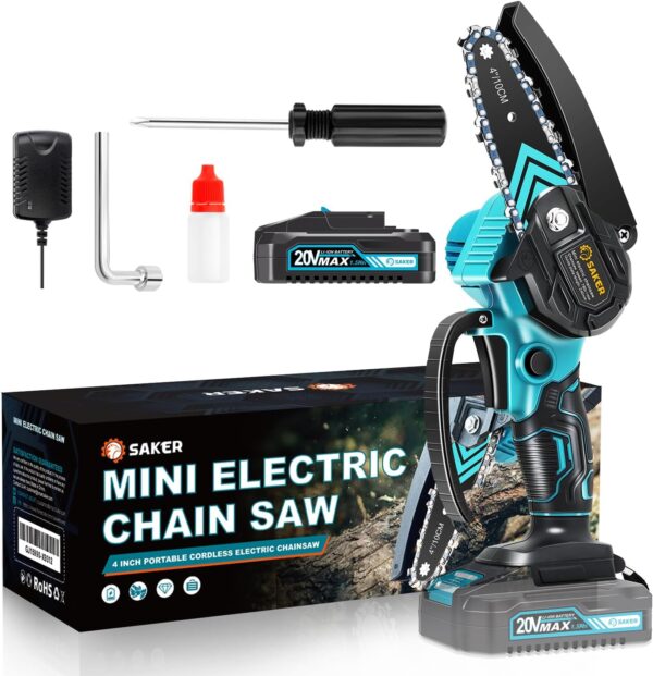 Saker Mini Chainsaw,Portable Electric Chainsaws Cordless,Handheld Chain Saw Pruning Shears Chain Saws for Tree Branches,Courtyard,Household and Garden,Gift for Men Dad Husband Women