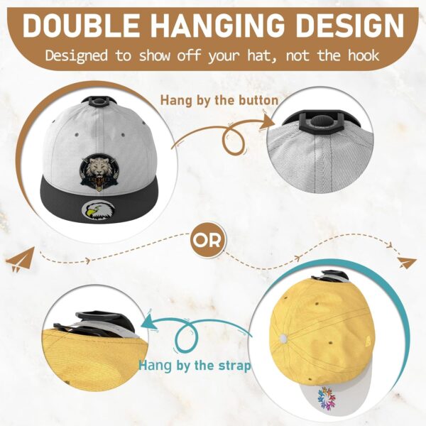 22 Pack Adhesive Hat Hooks for Wall, Super Strong Hat Rack for Baseball Caps, Hat Organizer Display for Home Decor, Hat Hangers Holder for Wall, Door, Closet, No Drilling - USA Patented (Black) - Image 3