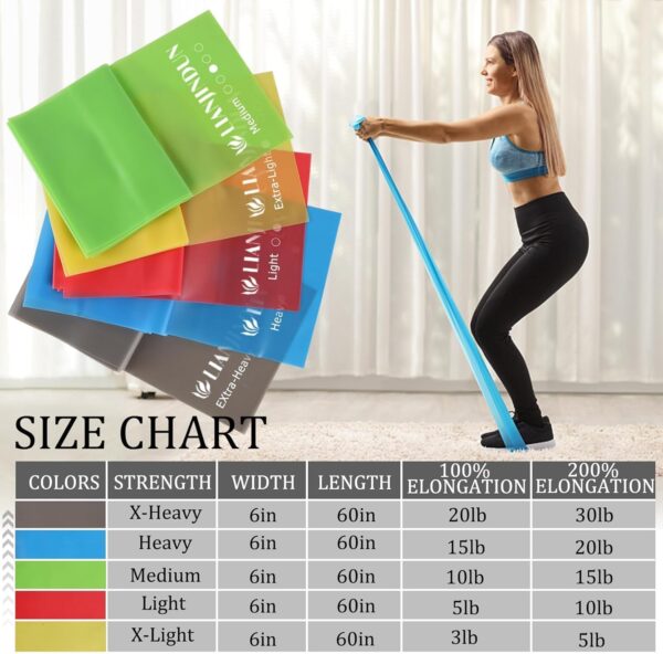 5 Pcs Professional Resistance Bands. Latex-Free, Elastic Band, Work Out Bands, Stretch Bands for Working Out Women or Men, Exercise Bands Set for Physical Therapy, Yoga, Pilates - Image 2