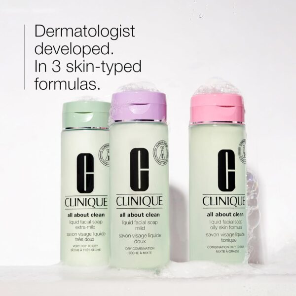 Clinique All About Clean Liquid Gentle Facial Cleanser Soap For Dry Combination Skin Types, Mild - Image 2