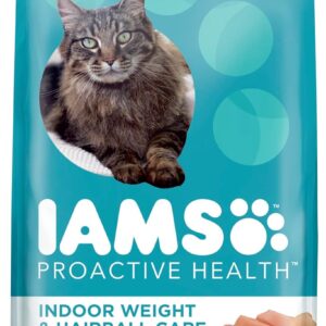 IAMS Proactive Health Indoor Weight Control & Hairball Care Adult Dry Cat Food, Chicken & Turkey Recipe, 7 lb. Bag