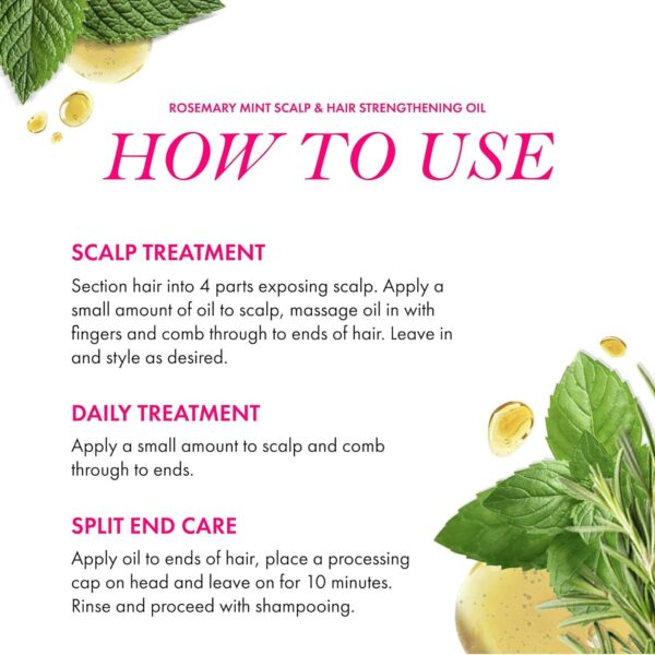 Mielle Organics Rosemary Mint Scalp & Hair Strengthening Oil for All Hair Types (2 Fl Oz) - Image 5