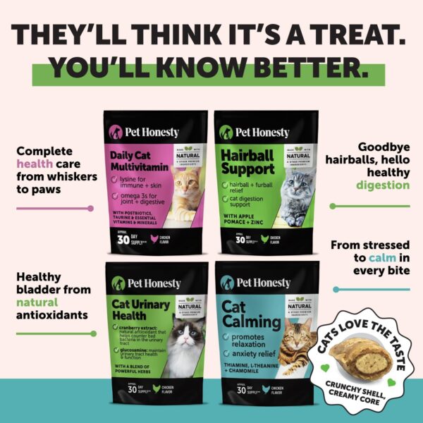 Cat Multivitamin Crunchy & Creamy Chews - Cat Treats for Health + Immune, Joint Support, Skin & Coat, & Digestion - Vitamins with Omega 3s, Lysine & Probiotics (30 Day Supply) - Image 5