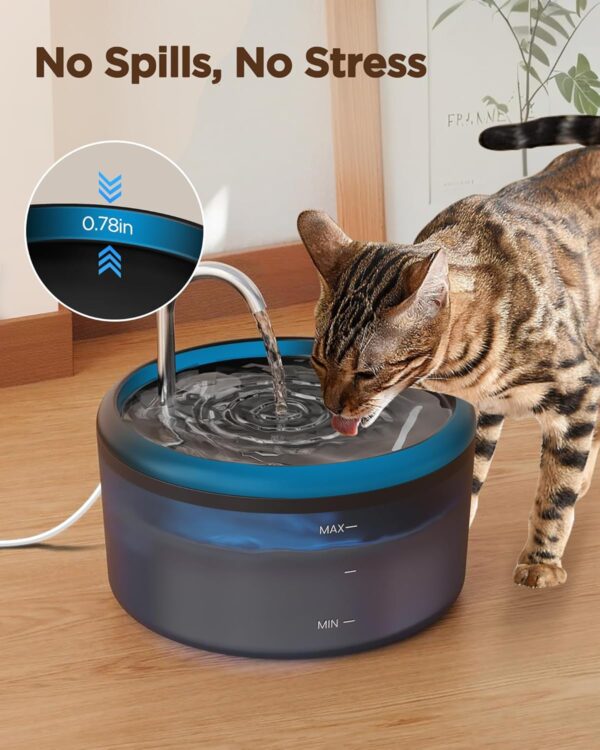 Cat Water Fountain for Cats Indoor: 80oz/2.4L Cat Fountains for Drinking - Quiet Pet Watering Bowls for Cats Inside - Black Kitten Waterer Supplies - for Small and Medium Animals - Image 3