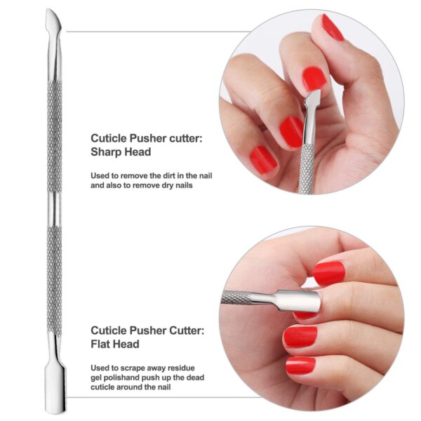 Cuticle Trimmer with Cuticle Pusher and Cutter-YINYIN Cuticle Remover Nippers Professional Stainless Steel Cutter Clippers,Pedicure Manicure Tools for Fingernails Toenails(Silver) - Image 5