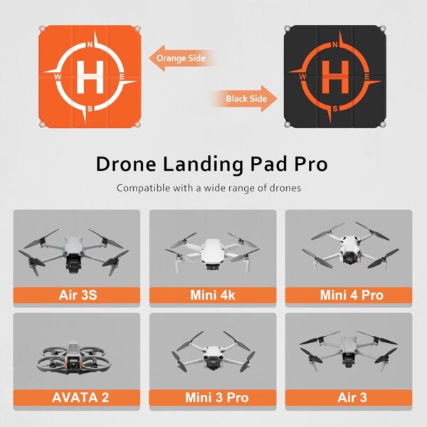 Drone Landing Pad Foldable (2x3 Fast-Fold),(22in/55cm) Double-Sided Waterproof Helipad for DJI Flip/Mini 4 Pro/AIR 3S/Neo/Mini 4k/Mini 3/Mini 2 se/Avata 2/Mavic Drone Accessories - Image 3