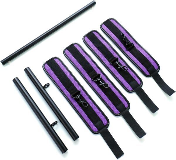 Spreader Bar Expandable Exercise Stainless Steel with 4 pcs Fur Adjustable Strap, Yoga Training Fitness Gear, Workout Bar,Sports Gym Kit - Image 2