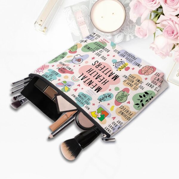 Mental Health Gifts Makeup Bag, Mental Health Awareness Gift, Positive Thinking Daily Affirmation, Positive Quotes Mental Health Matters Cosmetic Bag for Women - Image 5