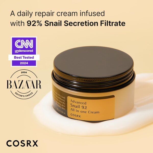 COSRX Snail Mucin 92% Face Moisturizer, 3.52 Oz, Lightweight Moisturing Cream for Soft, Glowy Skin, Korean Skin Care, Korean Moisturizer Face Cream - Image 2