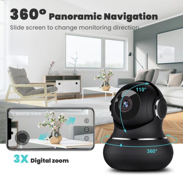 litokam 2K Indoor Security Camera, 360° Cameras for Home Security Indoor with Motion Detection, Pet Cam with Phone App, Baby Monitor-Night Vision - Image 8