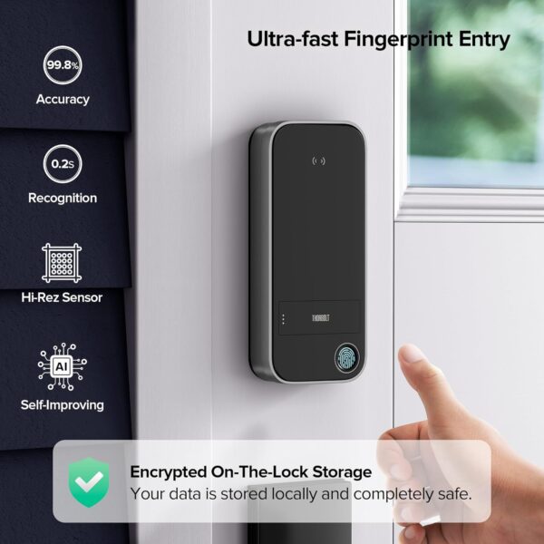 X1 Apple Home Key Tap to Unlock, Smart Keyless Entry Door Lock with Fingerprint, Touch Keypad Deadbolt Lock Works with HomeKit Over Thread (Border Router), IP65 Weatherproof, Gray - Image 5
