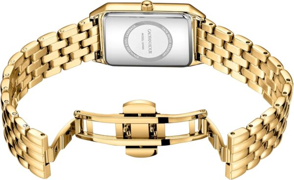 Gold Watches for Women with Vintage Rectangular Case,White Roman Dial,Stainless Steel Band,Adjustment Tool Included,Water Resistant - Image 3