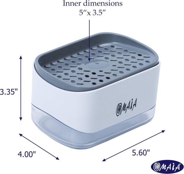 OMAIA 2-in-1 Dish Soap Dispenser with Sponge Holder - Smart Kitchen Gadget - Sink Countertop Organizer - Image 5