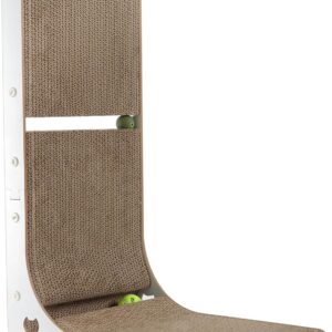 Cardboard Cat Scratcher, Vertical Cat Scratching Board, 23.6 Inch L-Shape Cat Scratch Pads with Built-in Catnip Toy Balls, Wall-Mount Cat Scratchers for Indoor Cats