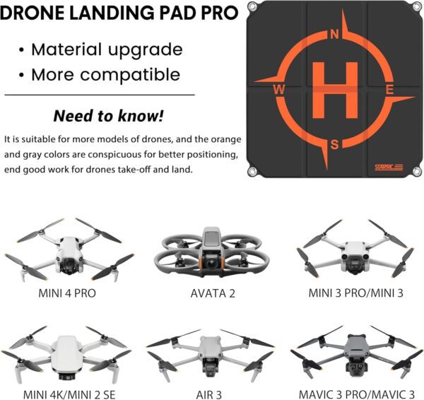STARTRC Drone Landing Pad Pro, Universal Waterproof Portable Fast-Foldable Helipad for DJI Neo/Mini 4 Pro/Mini 4K/Holy Stone/RC Quadcopters (22-inch/55cm) - Image 2