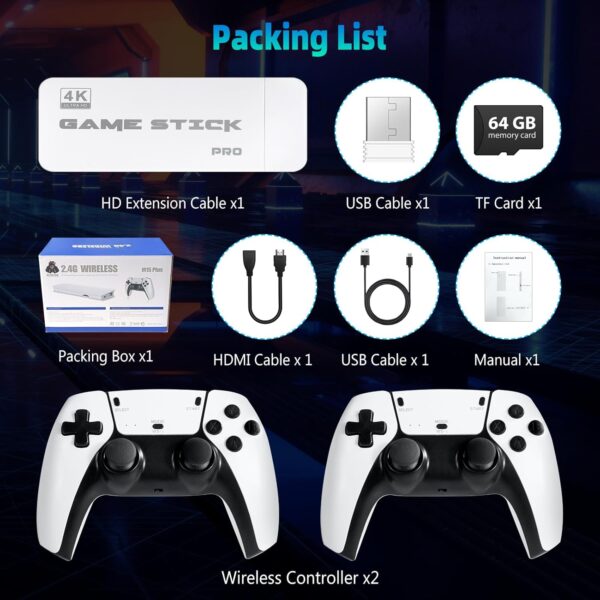 2025 Retro Gaming Console Pro, Retro Game Stick with 4K HDMI, Classic Video Games with 20,000+ Games and 23 Emulators, Upgraded Dual 2.4G Wireless Controllers 64GB - Image 6