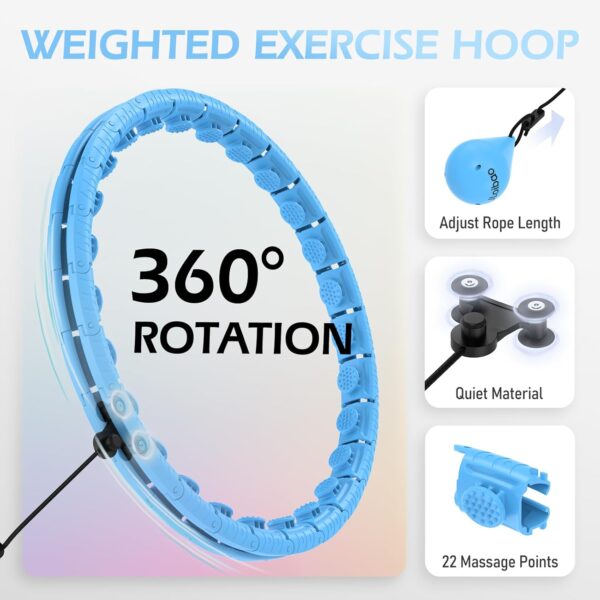 Weighted Hula Circle with 26 Links(56 Inch) for Adults Weight Loss, Infinity Fitness Hoop Plus Size, for Women Smart Exercise Equipment - Image 3