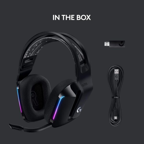 Logitech G733 Lightspeed Wireless Gaming Headset, Suspension Headband, Lightsync RGB, Blue VO!CE Mic, PRO-G Audio – Black, Gaming Headset Wireless, PC, PS5, PS4, Switch Compatible - Image 6