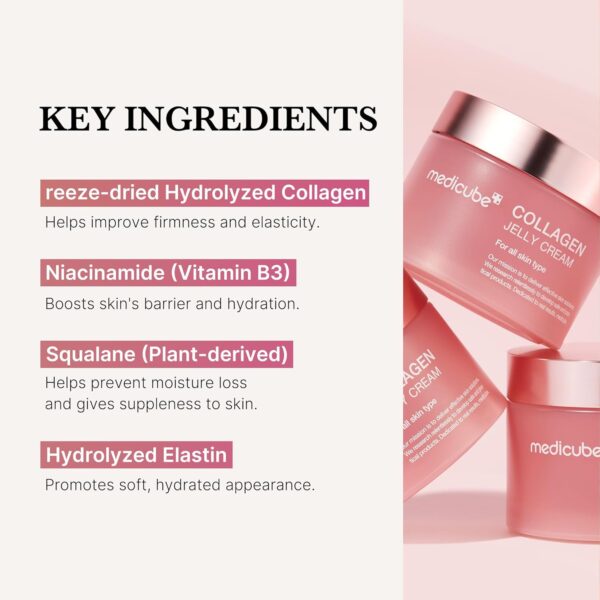 medicube Collagen Jelly Cream- Niacinamide & Freeze-Dried Hydrolyzed Collagen-Boosts skin barrier hydration & gives 24h Glow & Firmer looking skin | No artificial color, Korean skincare (3.71 fl.oz.) - Image 6