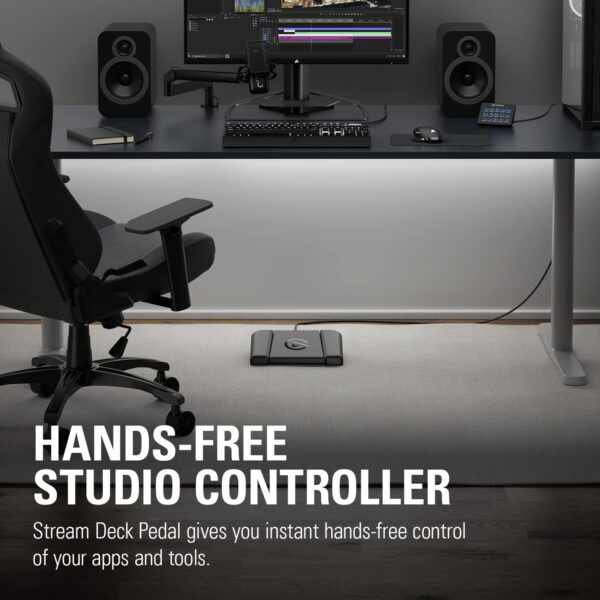 Elgato Stream Deck Pedal – Hands-Free Studio Controller, 3 macro footswitches, trigger actions in apps and software like OBS, Twitch, YouTube and more, works with Mac and PC. Color: Black - Image 2