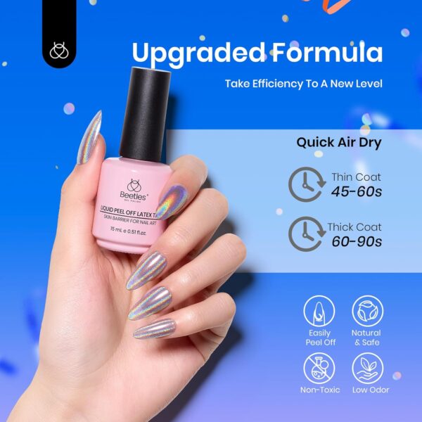 Beetles Liquid Latex for Nail 15ml - Peel off Nail Polish Cuticle Guard with Plastic Nail Care Stick Nails Design Air-Dry Liquid Latex Barrier for Protector Fingers - Image 5