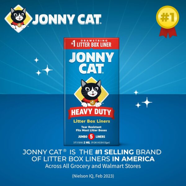 Jonny Cat Litter Box Liners: Heavy Duty - Tear & Leak Resistant - Drawstring Close - Jumbo, 5 Count - Image 6