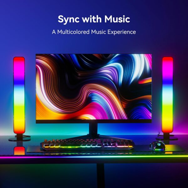 LED Light Bar, Music Sync RGB Light Bar, USB Ambient Lamp, Color Changing Gaming TV Backlight with Remote Control, 15 Dynamic Modes for Room Gaming Decoration - Image 2