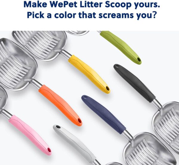 WePet Cat Litter Scoop, Aluminum Alloy Sifter, Kitty Metal Scooper, Deep Shovel, Long Handle, Poop Sifting, Kitten Pooper Lifter, Durable, Heavy Duty, for Litter Box - Image 6
