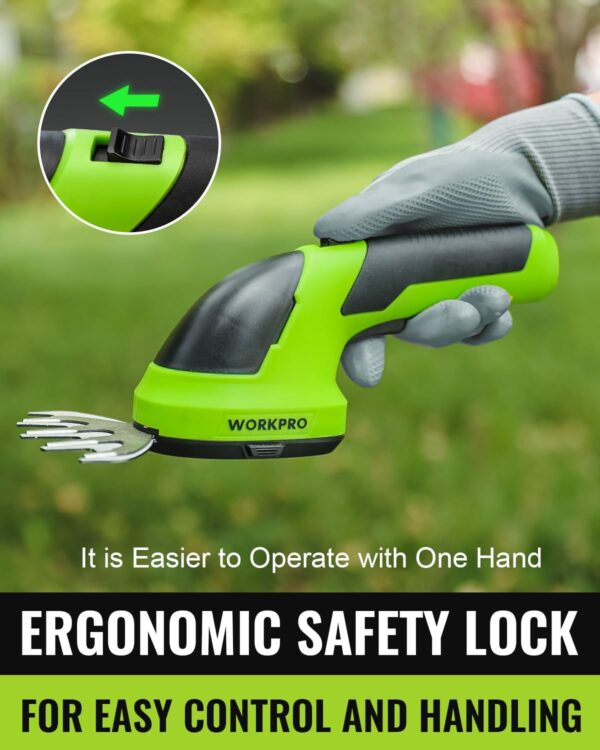 WORKPRO Cordless Grass Shear & Shrubbery Trimmer - 2 in 1 Handheld 7.2V Electric Grass Trimmer Hedge Shears/Grass Cutter Rechargeable Lithium-Ion Battery and Type-C Cable Included - Image 5