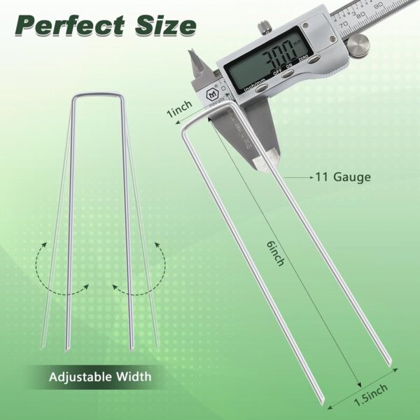 FEED GARDEN 6 Inch 50 Pack Hot-dip Galvanized Landscape Staples Plant Cover Stakes 11 Gauge Tent Stakes Garden Stakes Landscaping Fabric SOD Pins Yard Stakes for Decoration Weed Barrier Fabric - Image 6