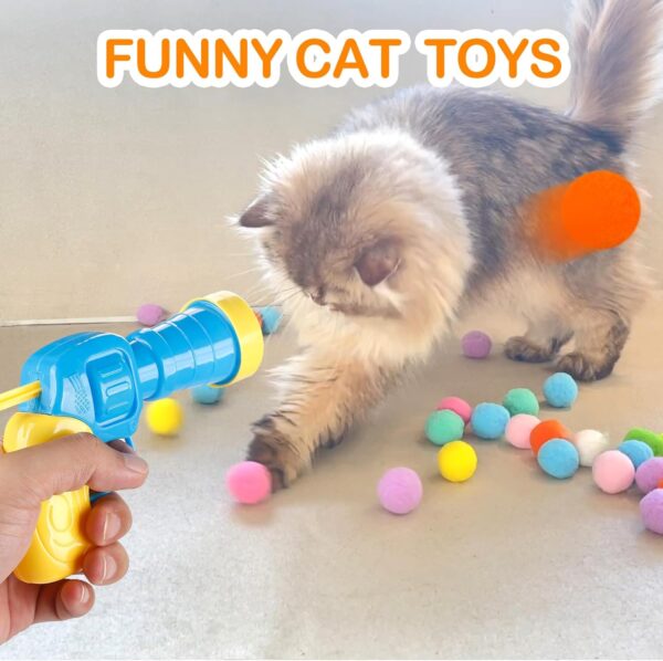 31Pcs Cat Ball Toy Launcher Gun,Cat Balls Fetch Toy,30Pcs Plush Fuzzy Balls Launcher Cat Toy for Cats with 1 Gun,Funny Interactive Cat Toys for Bored Indoor Adult Cats,Cute Kitten Kitty Toys - Image 7