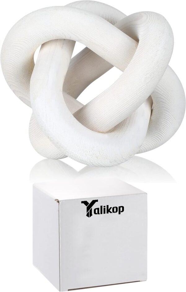 Yalikop 3 Link Wood Knot Decor - Hand Carved Coffee Table Decoration, Boho Chain Link Decor, Modern Shelf, Rustic Objects for Home Living Room Bedroom(White) - Image 7
