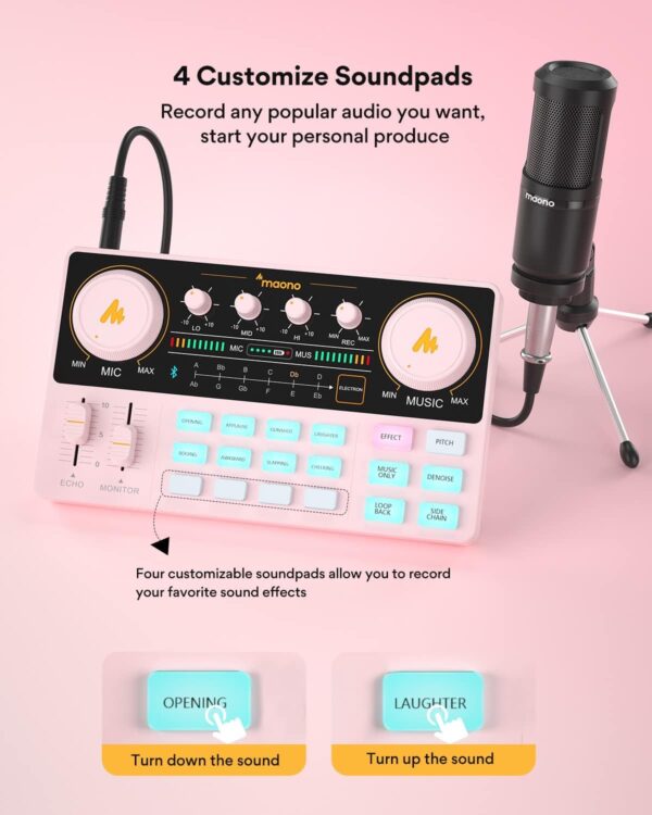 MAONO Podcast Equipment Bundle Audio mixer All-in-One Podcast Production Studio with 3.5mm Microphone for Live Streaming, Podcast Recording, PC, Smartphone, DJ MaonoCaster Lite (AU-AM200-S1) - Image 3